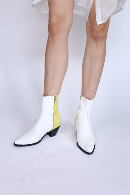 White Leather / Fabric Ankle Boot Agnetha