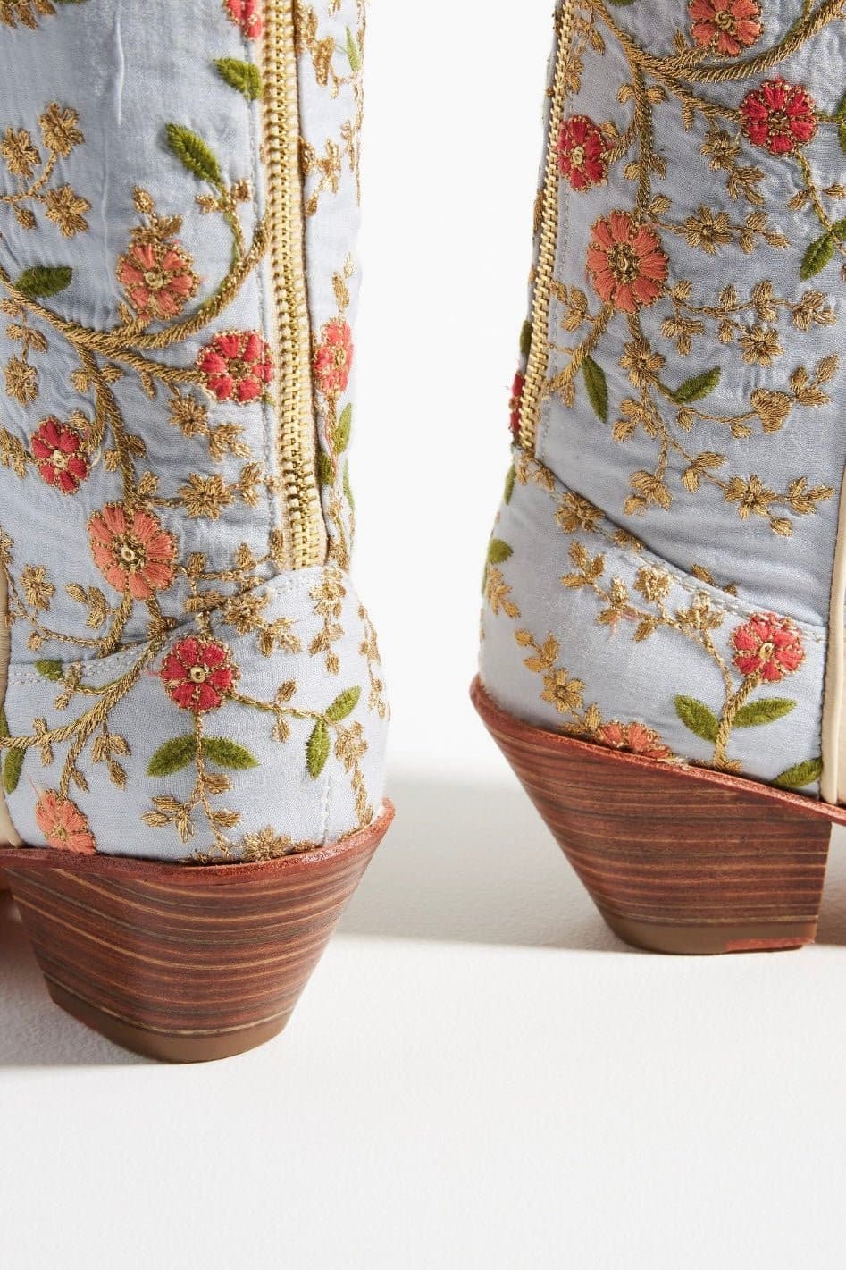 IVORY EMBROIDERED FLOWER WESTERN BOOTS X ANTHROPOLOGIE - sustainably made MOMO NEW YORK sustainable clothing, boots slow fashion