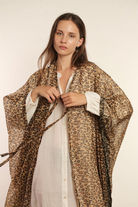 LEOPARD CHEETAH QUEEN ANIMLA PRINT KIMONO - sustainably made MOMO NEW YORK sustainable clothing, kimono slow fashion
