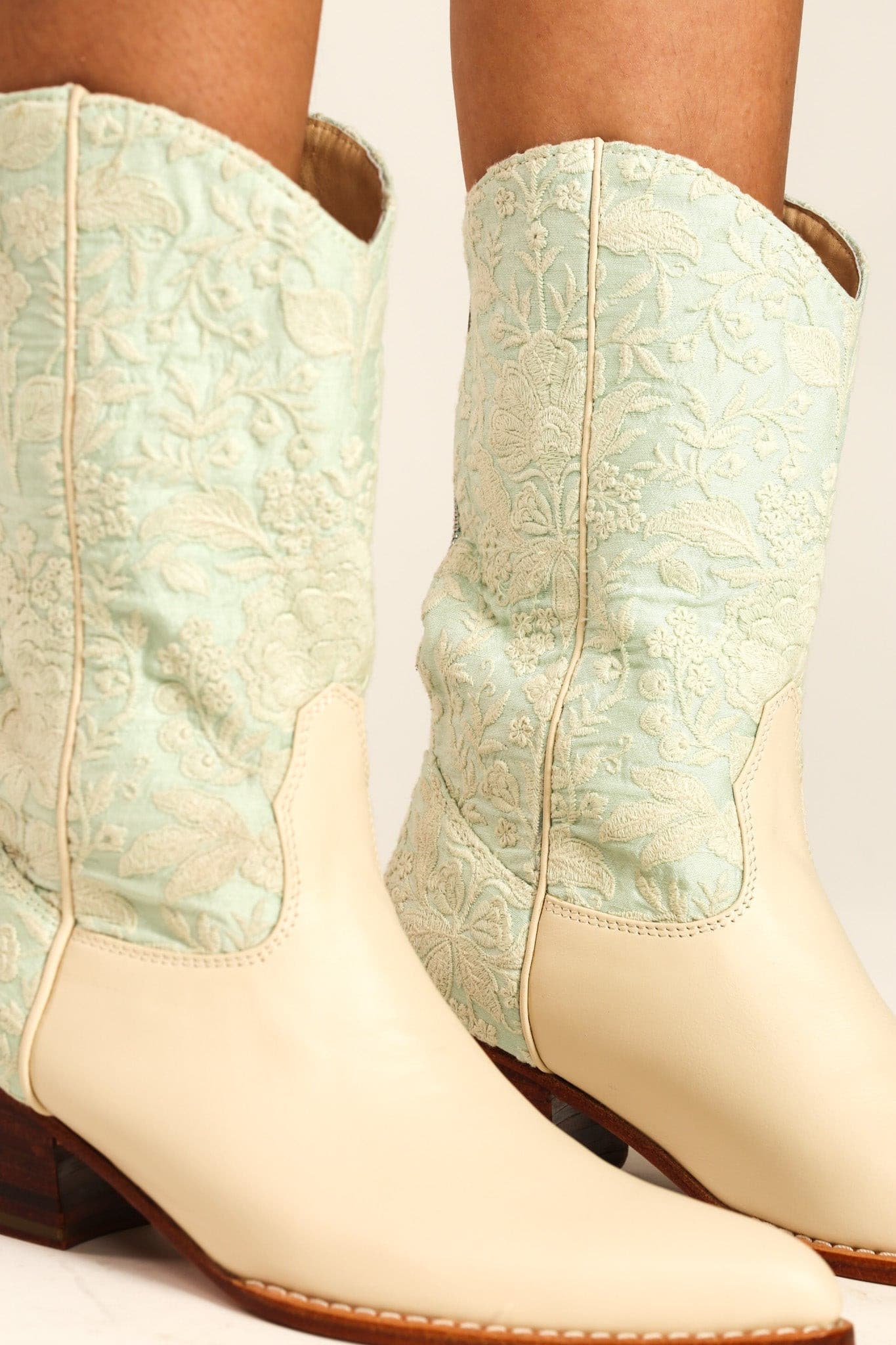 LIGHT MINT WESTERN BOOTS SENIA - sustainably made MOMO NEW YORK sustainable clothing, boots slow fashion