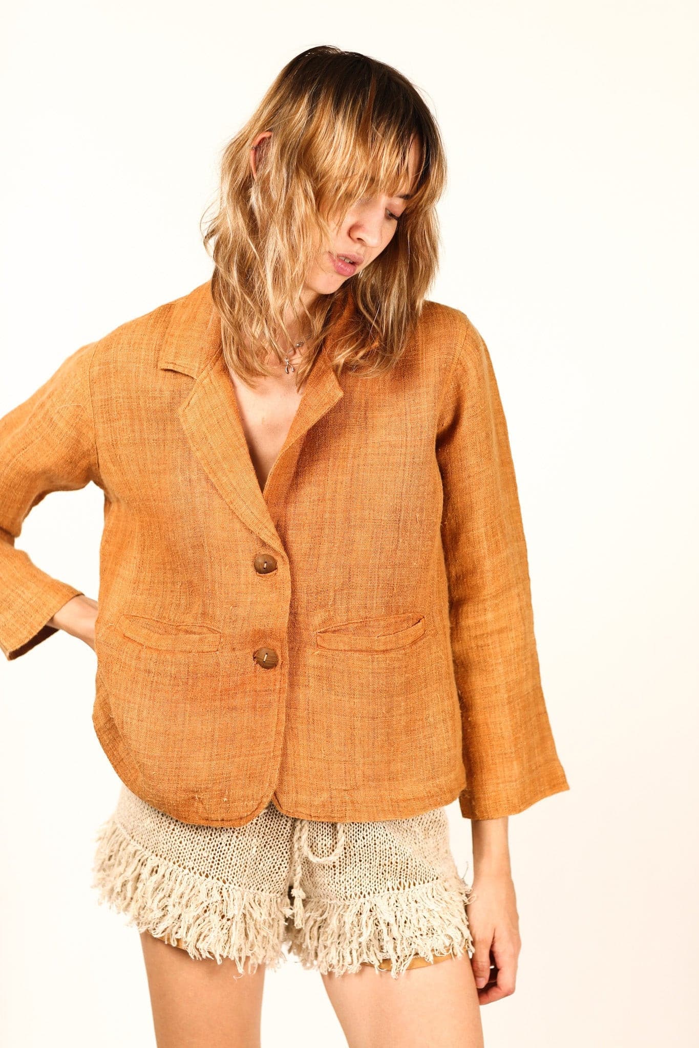 LINEN BLAZER JACKET KEILI - sustainably made MOMO NEW YORK sustainable clothing, linen slow fashion