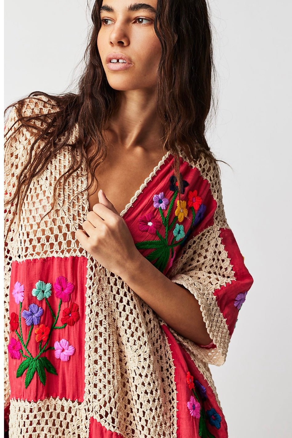 LOVE STORY CROCHET MAXI KAFTAN - sustainably made MOMO NEW YORK sustainable clothing, crochet slow fashion