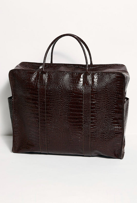MIAMI MEGA CROCODILE EMBOSSED WEEKENDER BAG MOMO NEW YORK