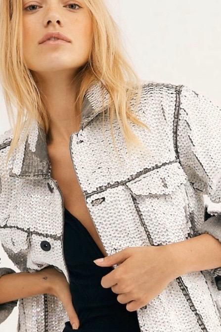 MOMO X FREE PEOPLE SEQUIN EMBROIDERED DEMI JACKET MOMO NEW YORK