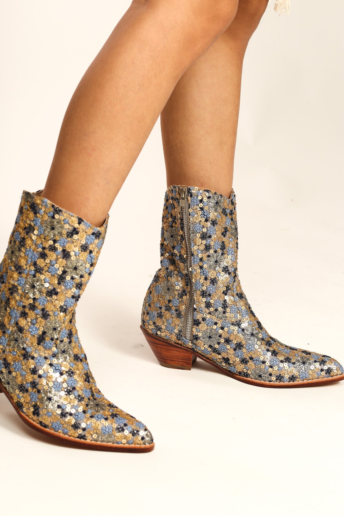 SEQUIN BOOTS ANTHEA - sustainably made MOMO NEW YORK sustainable clothing, samplesale0922 slow fashion