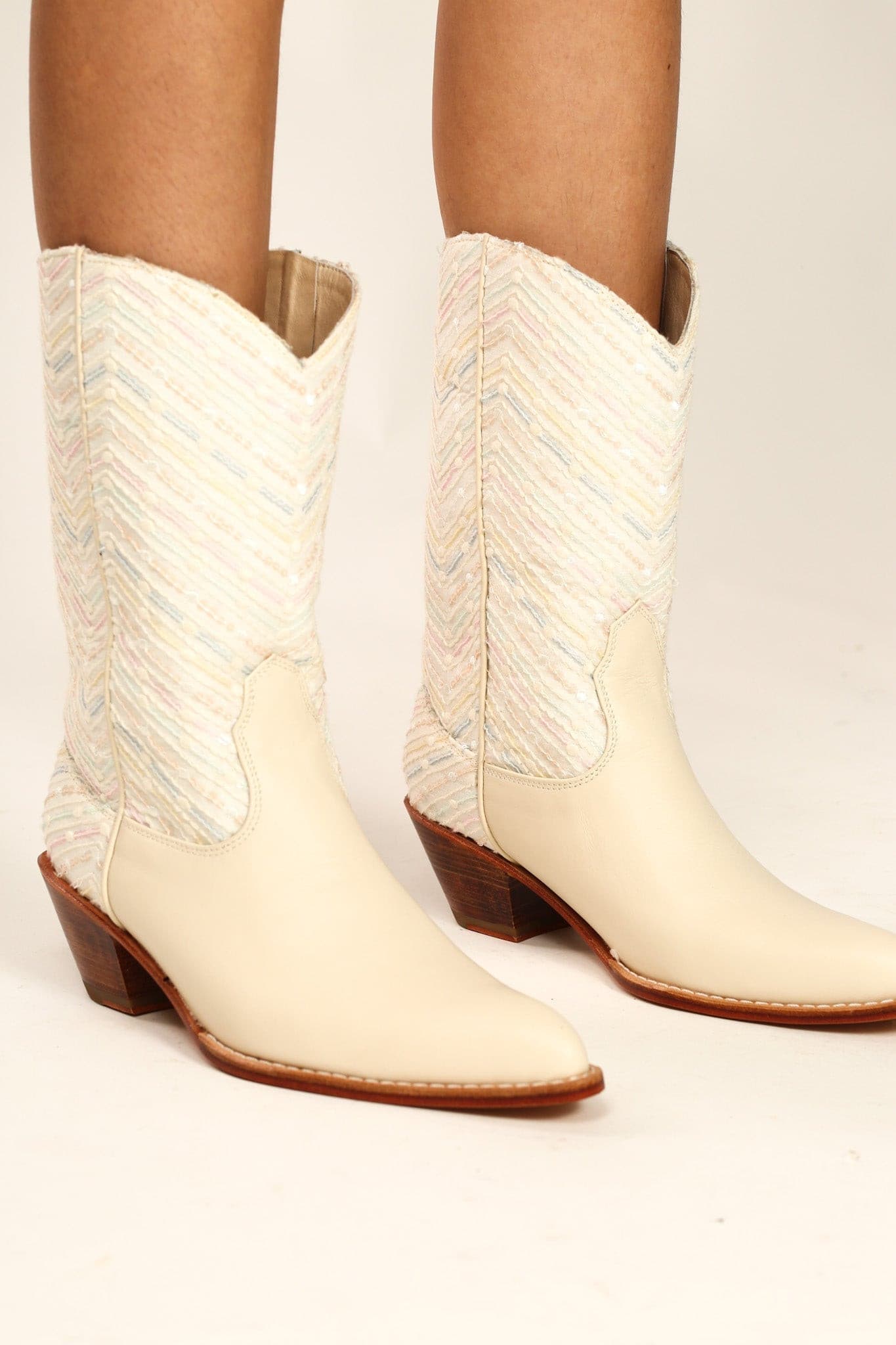 SEQUIN EMBROIDERED BOOTS NANCY - sustainably made MOMO NEW YORK sustainable clothing, boots slow fashion