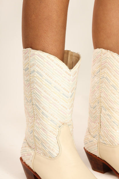 SEQUIN EMBROIDERED BOOTS NANCY - sustainably made MOMO NEW YORK sustainable clothing, boots slow fashion