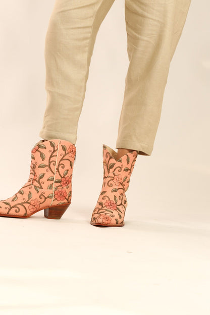 SHORT EMBROIDERED BOOTS URETA - sustainably made MOMO NEW YORK sustainable clothing, boots slow fashion