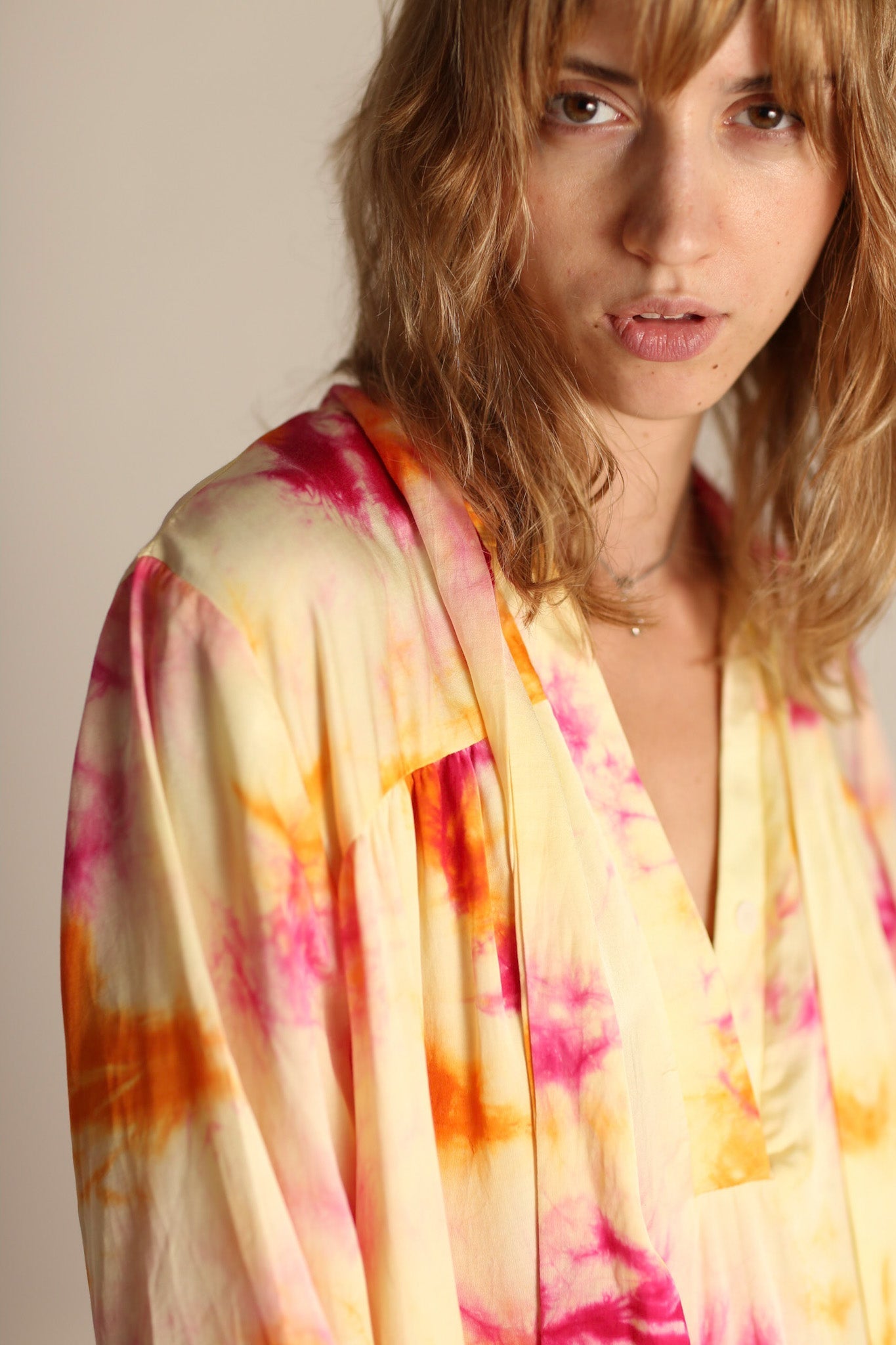 SILK COTTON TIE DYE DRESS LAURINE - sustainably made MOMO NEW YORK sustainable clothing, dress slow fashion