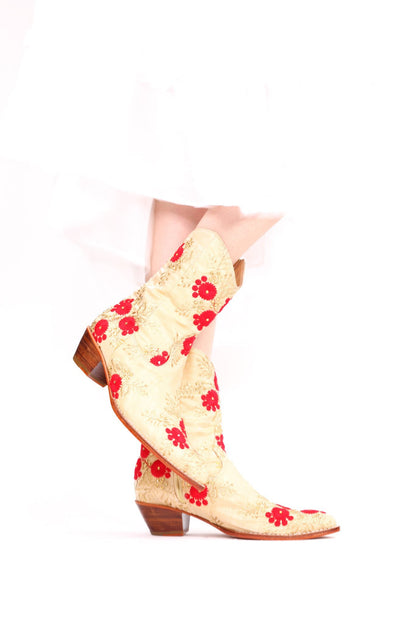 SILK EMBROIDERED BOOTS TENILLE MOMO NEW YORK