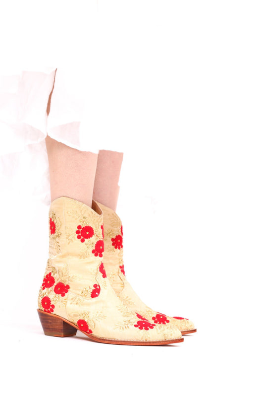 SILK EMBROIDERED BOOTS TENILLE MOMO NEW YORK