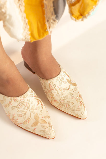 SILK EMBROIDERED MULES SUSIE - sustainably made MOMO NEW YORK sustainable clothing, mules slow fashion