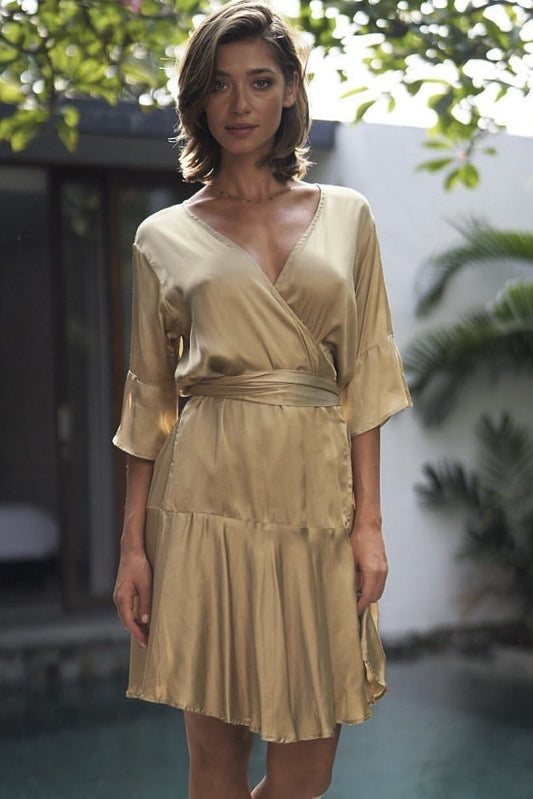 SILK WRAP DRESS INDA MOMO NEW YORK