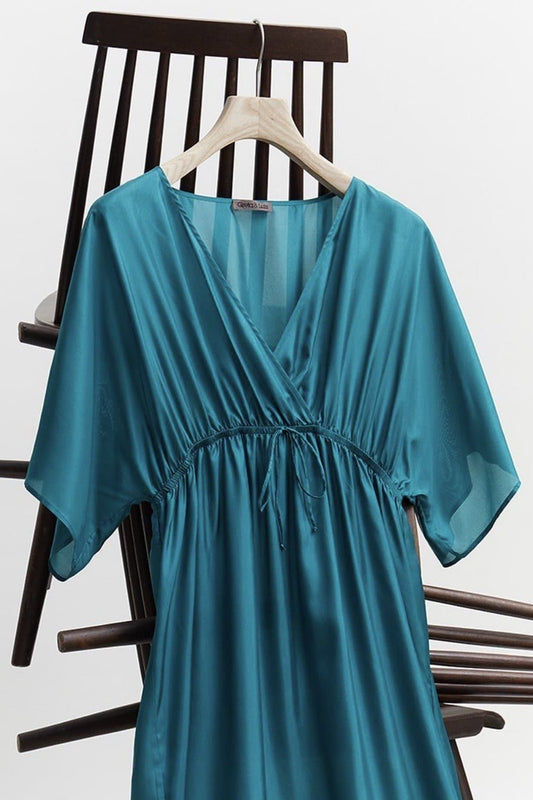 SOLID COLOR SILK KAFTAN DRESS MULANDA - sustainably made MOMO NEW YORK sustainable clothing, kaftan slow fashion