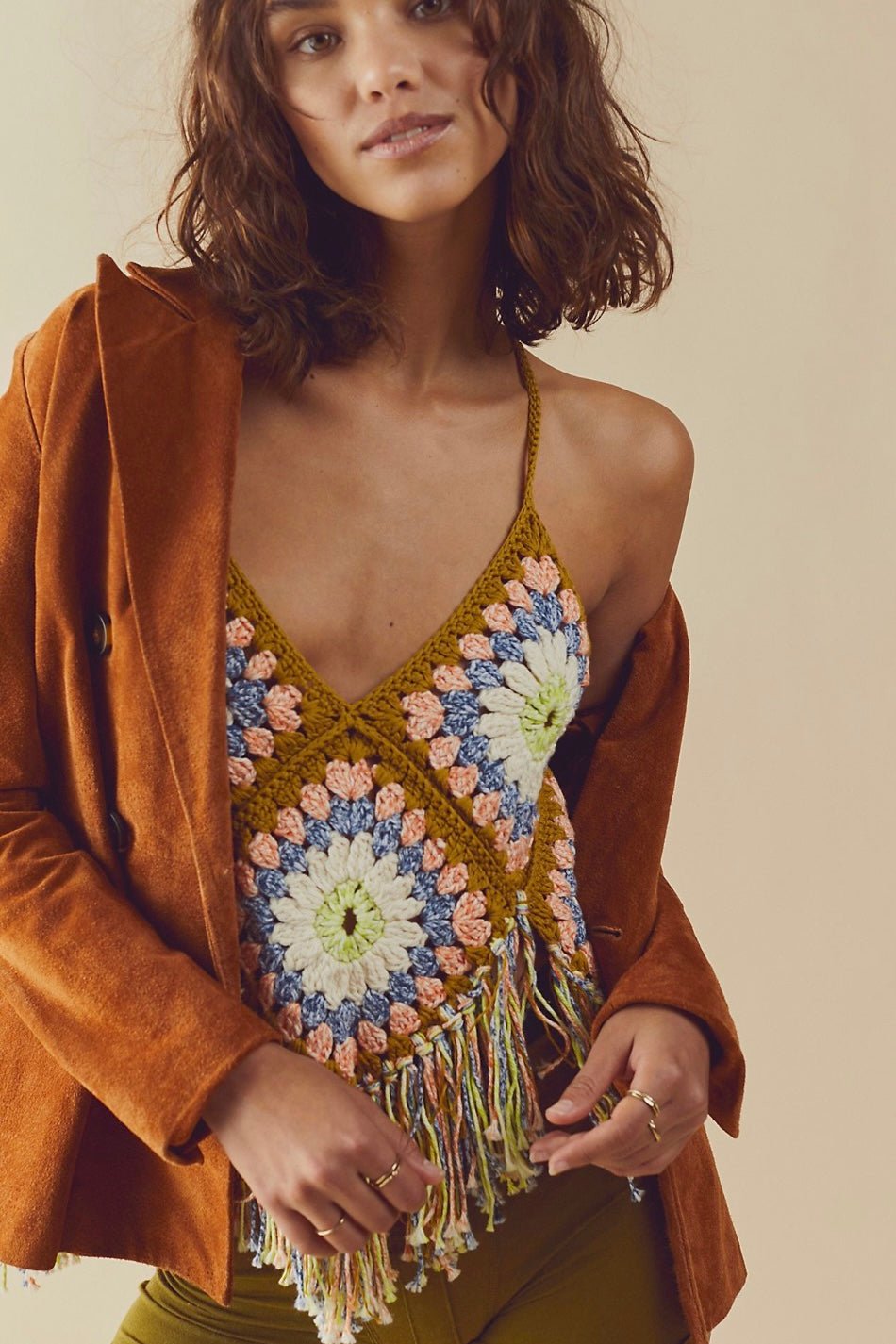SUMMER OF LOVE HALTER TOP X FREE PEOPLE - sustainably made MOMO NEW YORK sustainable clothing, crochet slow fashion