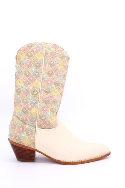 TENDER PASTEL COLOR SEQUIN EMBROIDERED BOOTS ELI - sustainably made MOMO NEW YORK sustainable clothing, boots slow fashion