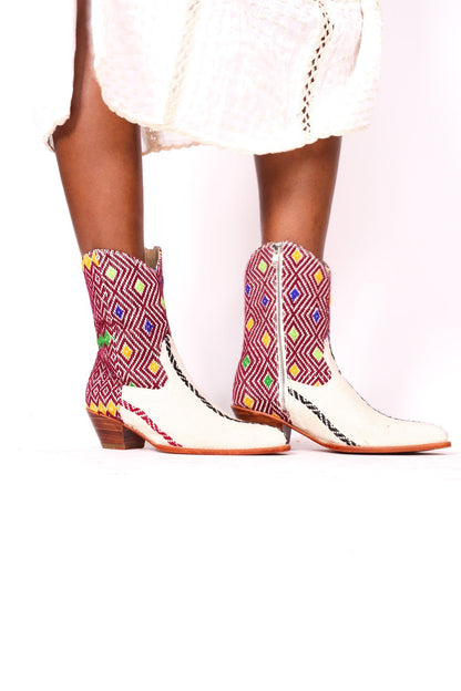 TRIBAL HMONG FABRIC BOOTS X ANTHROPOLOGIE - sustainably made MOMO NEW YORK sustainable clothing, boots slow fashion