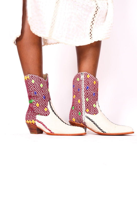 TRIBAL HMONG FABRIC BOOTS X ANTHROPOLOGIE - sustainably made MOMO NEW YORK sustainable clothing, boots slow fashion
