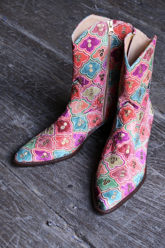 VELVET EMBROIDERED SEQUINS BOOTS SILUNA MOMO NEW YORK