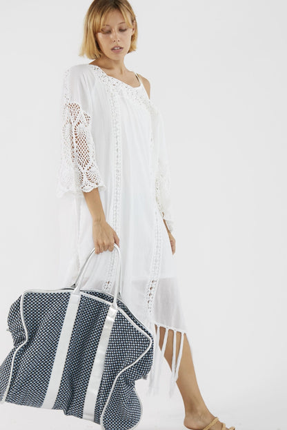 Weekender Bag Manisa Blue Organic Cotton MOMONEWYORK