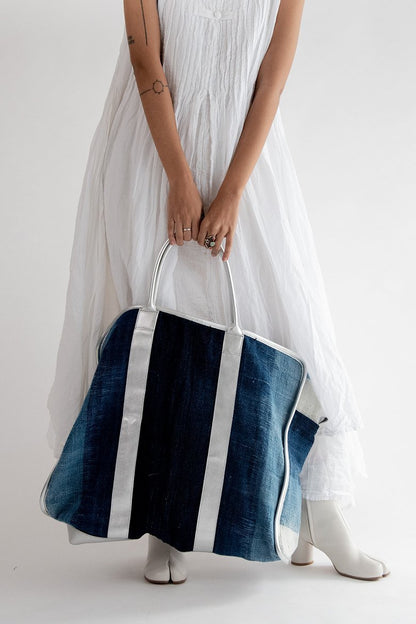 Weekender Bag Manisa Blue Organic Cotton MOMONEWYORK