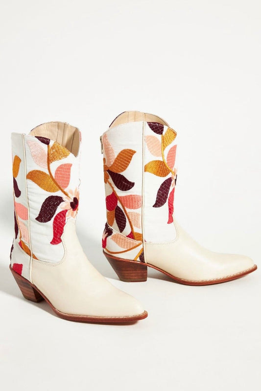 WESTERN EMBROIDERED BOOTS X ANTHROPOLOGIE - sustainably made MOMO NEW YORK sustainable clothing, boots slow fashion